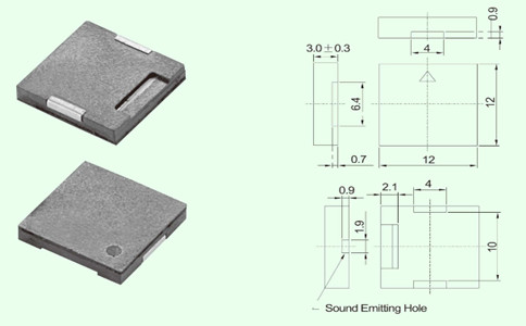 貼片蜂鳴器結(jié)構(gòu)尺寸圖（mm)